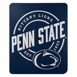 navy fleece blanket with Penn State Nittany Lions Est. 1855 and Athletic Logo in circular design